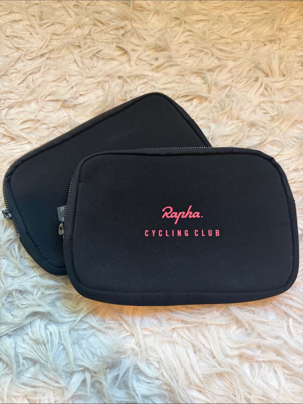 Rapha Black Cosmetic Zip Pouch with Pink Logo